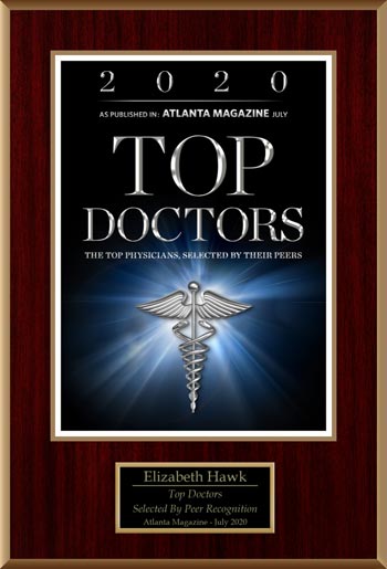 Dr. Elizabeth Hawk, of Piedmont Internal Medicine, Atlanta, GA, has been named one Atlanta Magazine's 'Top Docs'  for 2020